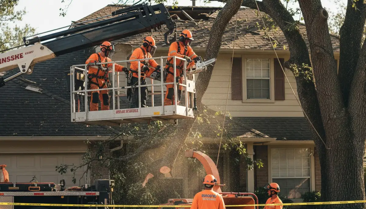 Emergency tree service crew clearing storm damage in Royal Oak, MI