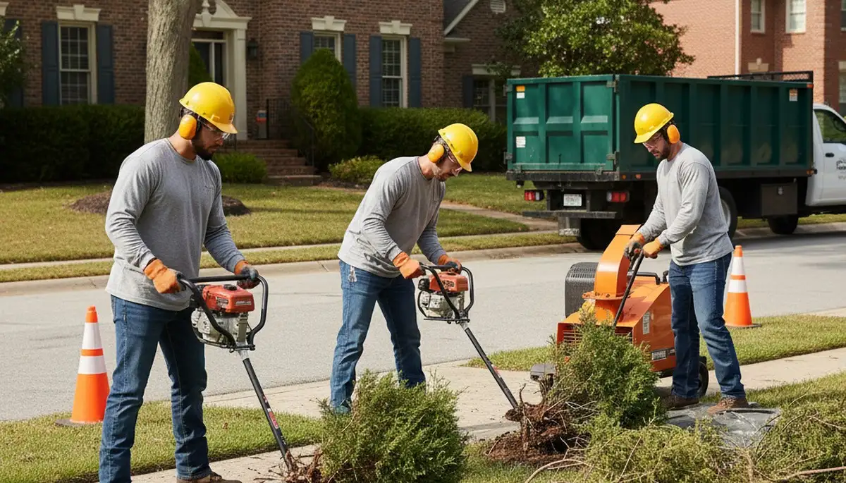 Arbor Tree Care removing overgrown shrubs in Royal Oak, MI for a residential property