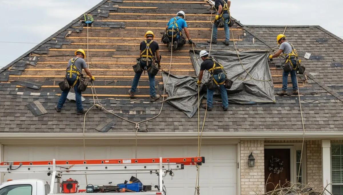 Storm damage cleanup crew removing fallen trees and debris in Royal Oak, MI