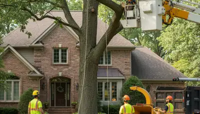 Tree service crew in Royal Oak, MI performing professional tree trimming and removal