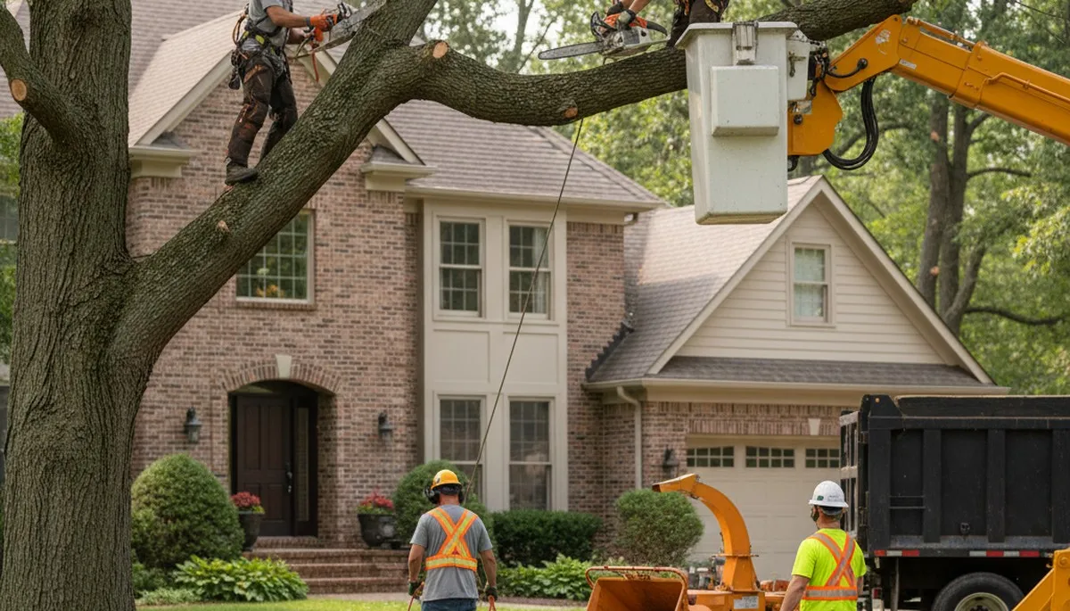 Tree service crew working in Royal Oak, MI, performing professional tree removal and trimming
