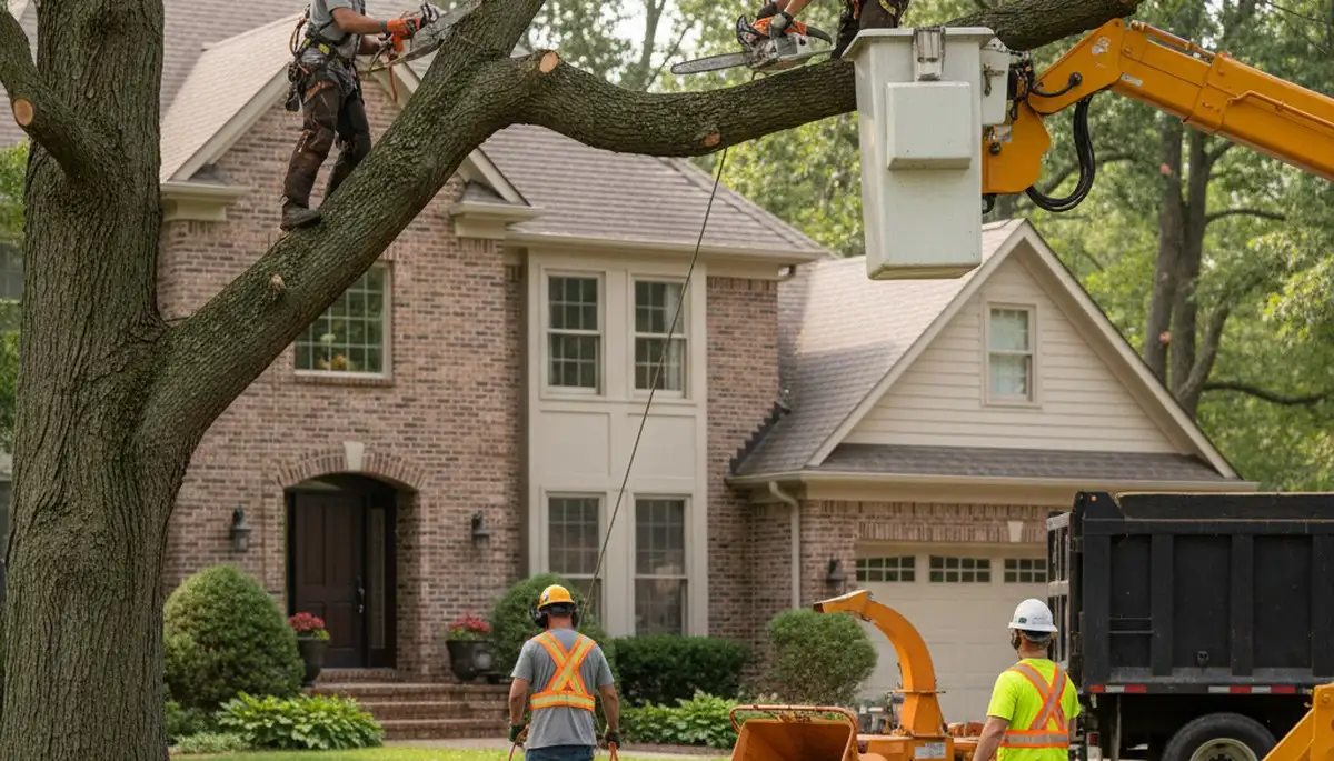 Tree service crew working in Royal Oak, MI, performing professional tree removal and trimming