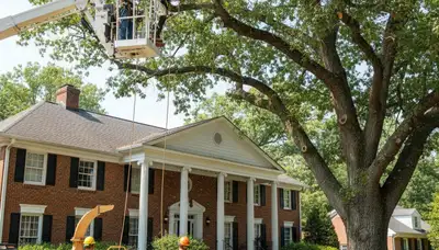 Tree service crew providing professional tree trimming and removal in Royal Oak, MI