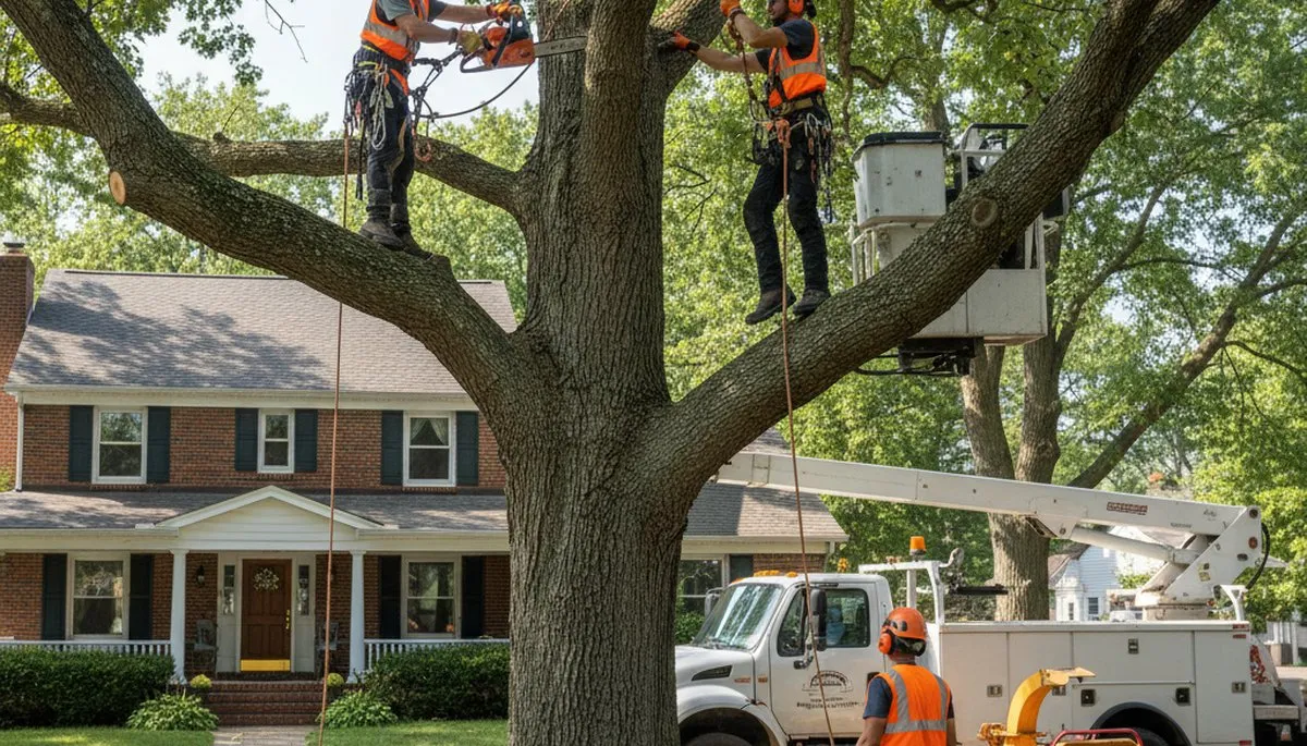 Tree service crew providing tree trimming and removal in Royal Oak, MI