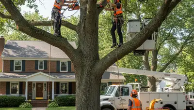 Tree service crew providing tree trimming and removal in Royal Oak, MI