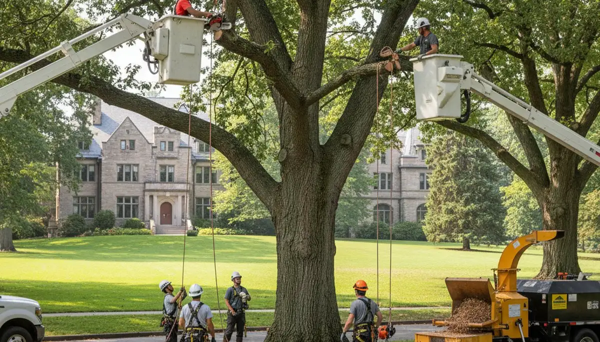 Tree service crew in Royal Oak, MI trimming a tree for safe, professional property care