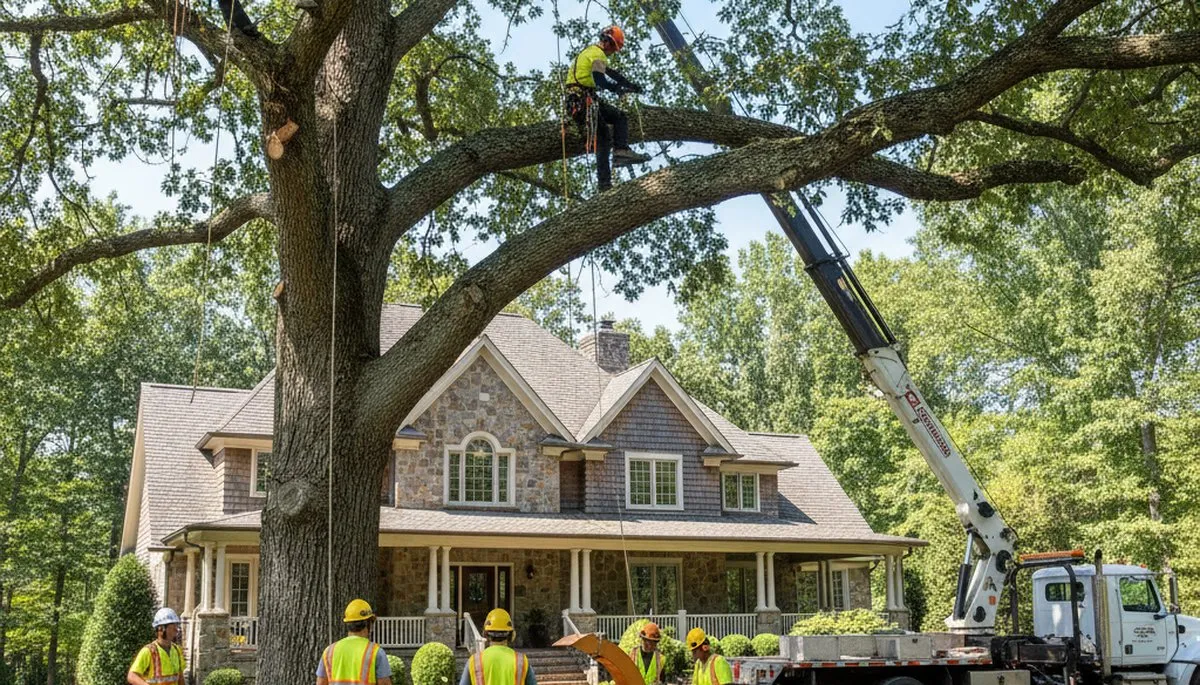 Tree service crew in Royal Oak, MI handling professional tree removal and trimming job