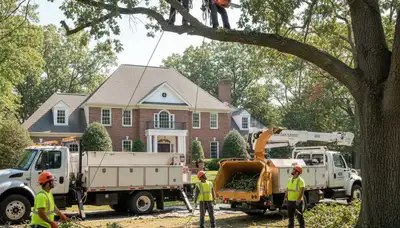 Tree service crew trimming and removing trees in Royal Oak, MI