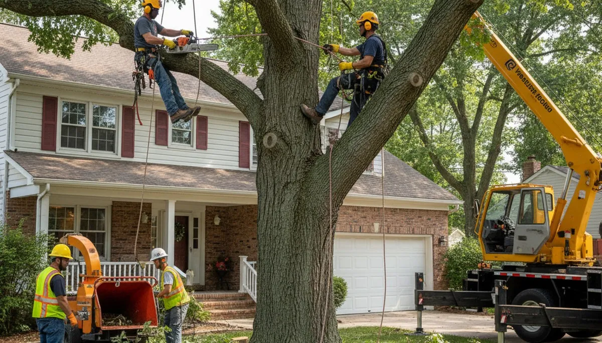 Tree service crew in Royal Oak, MI handling professional tree trimming and removal work