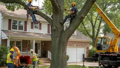 Tree service crew in Royal Oak, MI handling professional tree trimming and removal work