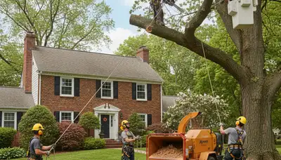 Tree service crew in Royal Oak, MI providing professional tree trimming and removal services