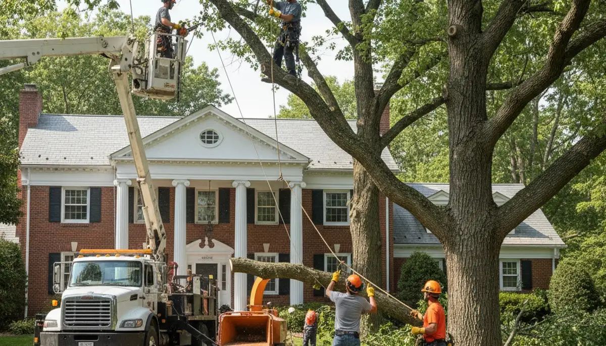 Tree service crew in Royal Oak, MI handling tree care for a local residential property