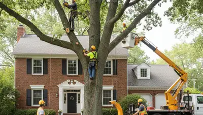 Tree service crew in Royal Oak, MI performing professional tree removal and trimming